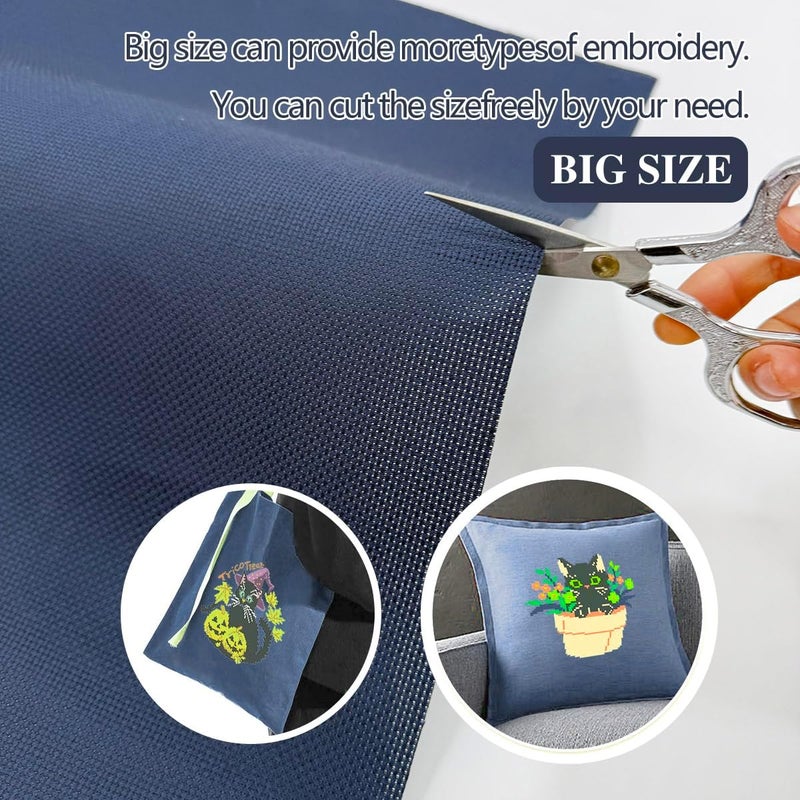 Zhenqing 14CT Aida Cloth - 30x35 Inch Cross Stitch Fabric for Embroidery, Pre-Cut Needlework Material, Acid-Free, Durable Weave(Dark Blue) - Image 4